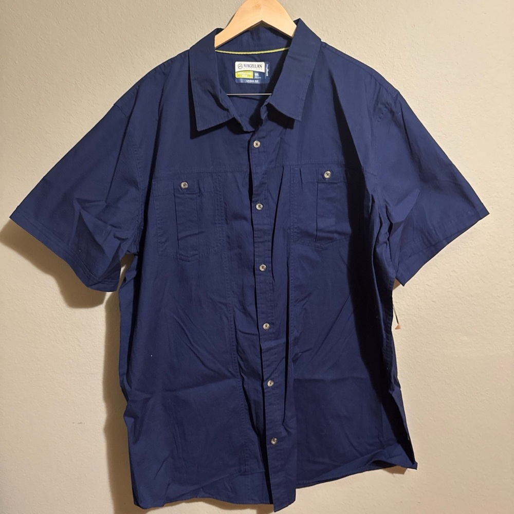 Magellan Outdoors Fishing Shirt Mens 3XL Navy Blue Vented Short Sleeve - NWT